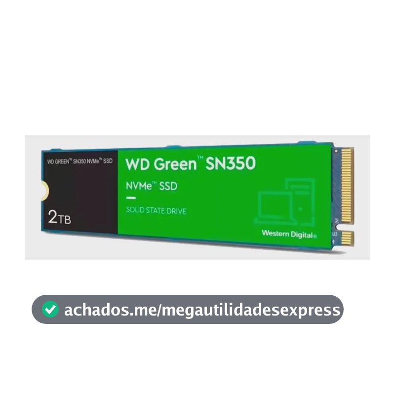 Ssd 2tb M.2 2280 Nvme Pcie Gen3 Western Digital WD Green SN350 Wds200t3g0c Velocidade De Leitura Até 3200mb/s Cor Verde Disco Sólido Interno