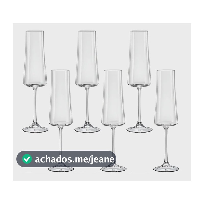 6 Taças De Cristal Para Champagne 210ml Linha Xtra Bohemia