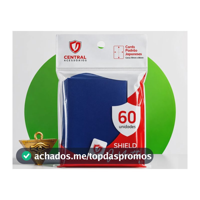 Central Shield Japanese Matte Azul Marinho 60 Sleeves Para Cartas Yugioh - 59x86mm