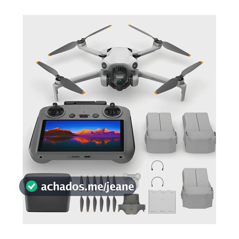 Mini drone DJI Mini 4 Pro Fly More Combo com câmera 4K cinza 3 baterias (Com Tela)