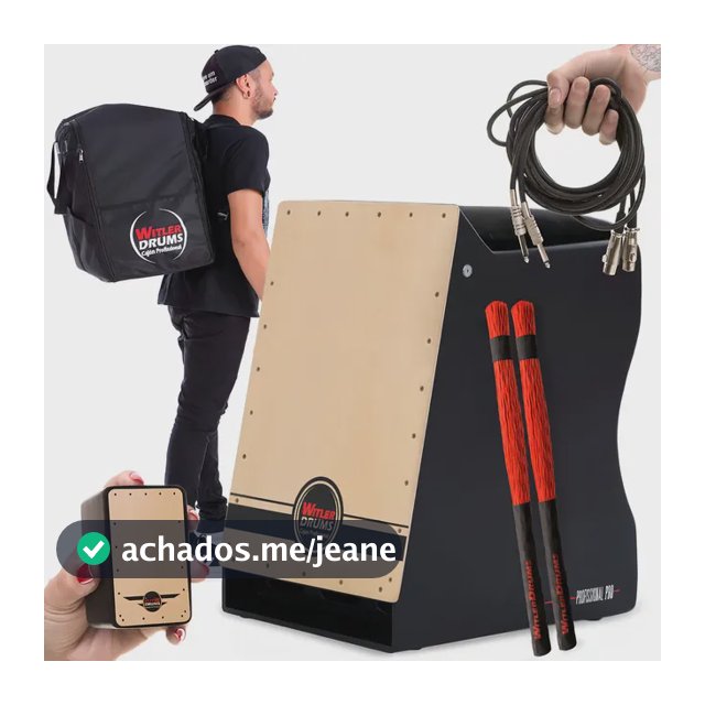 Witler Drums Professional Pro Cajón Estendido Pro Elétrico | Profissional | Kit Acessórios Cor Natural