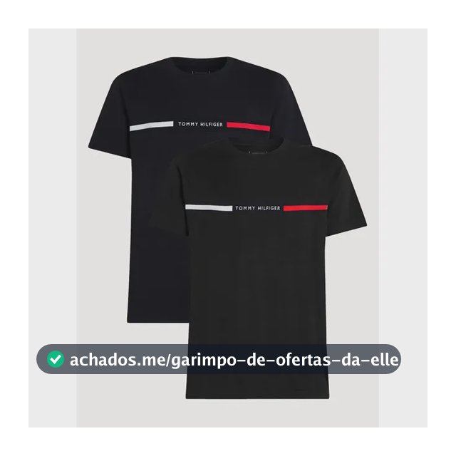 Kit Camisetas Tommy Hilfiger Insert Azul Marinho/preta 2un