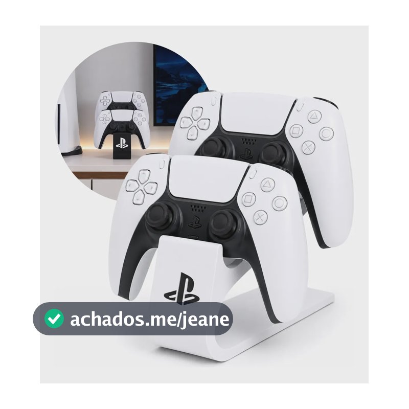 Suporte Duplo Para Controles De Ps5 Ps4 Porta Base Dualsense Branco