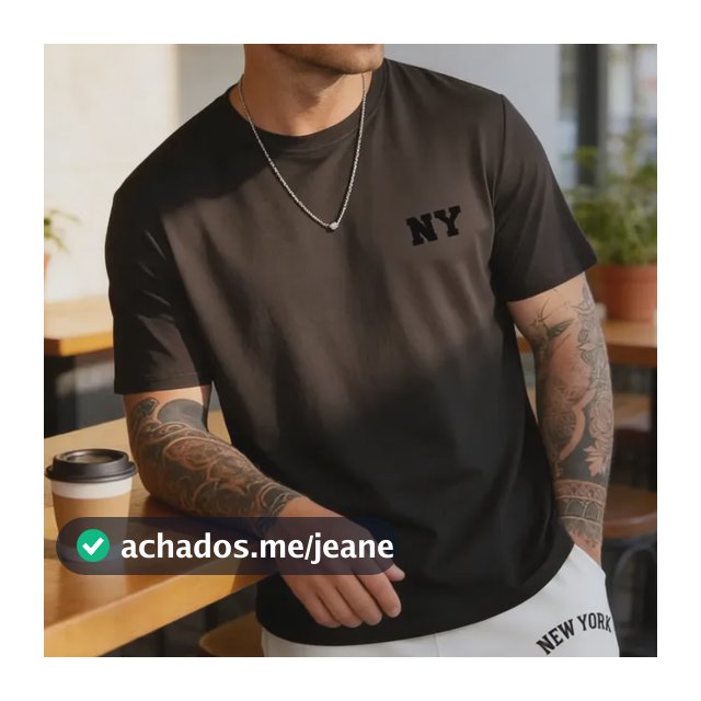 Camiseta Masculina Ny Letter Camisa 100% Algodão Manfinity