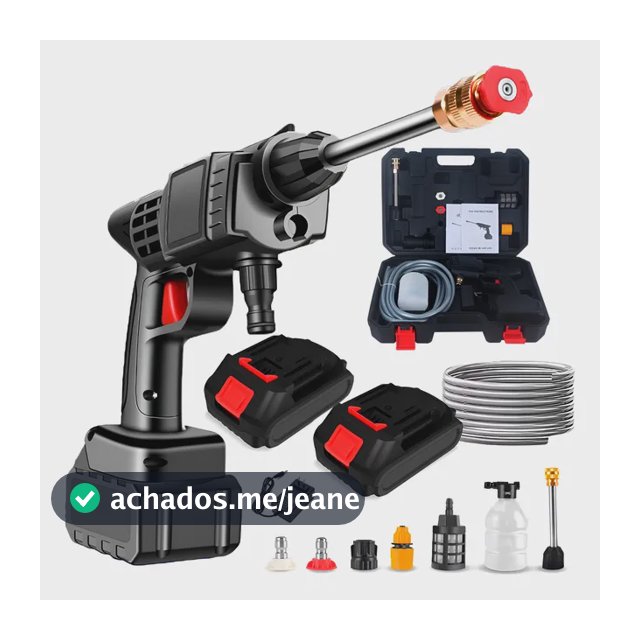Lavadora Lava Jato Portátil Pressão 2 Baterias + Maleta Preto 127/220v 50 Hz X 60 Hz