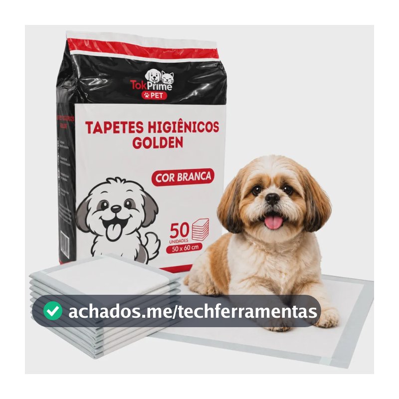 Tapete Higiênico Tok Prime Pet 50x60 cm Kit 50 Unidades, Ultra Absorção para Cães