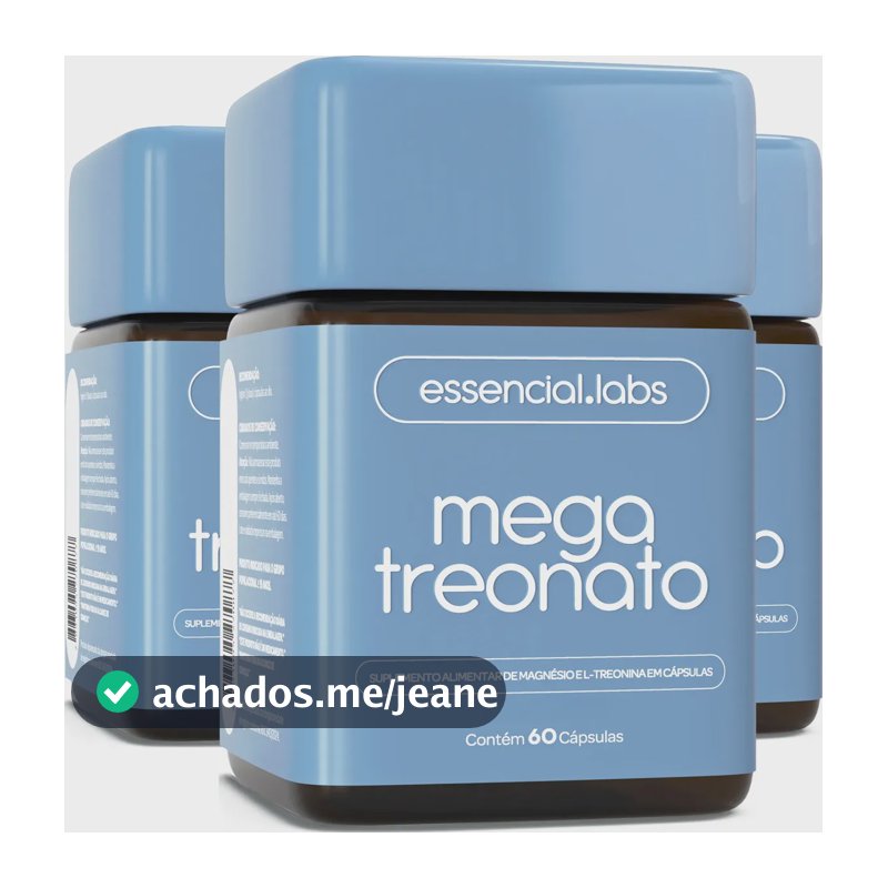 03 POTES do MEGA TREONATO - Magnésio com Fórmula Desenvolvida para a Memória e Cognição - 60 Cápsulas