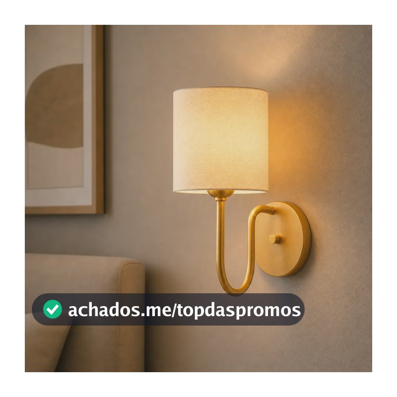 Arandela Luminária De Parede Interna E Externa Cúpula Tecido Bivolt Dourado