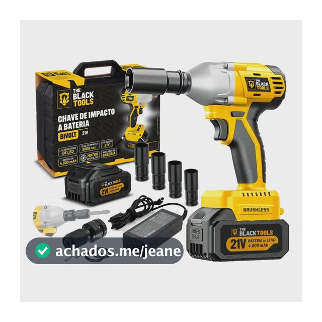 Chave De Impacto A Bateria 21v 4000mah Motor Brushless Com Maleta E Acessorios The Black Tools