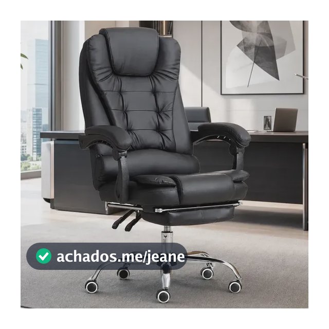 Cadeira De Escritorio Sweet Studio Presidente Ajustável Preta Couro Sintético