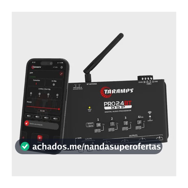 Crossover Taramps Pro 2.4 BT Automotivo com Bluetooth para Configurar pelo Celular