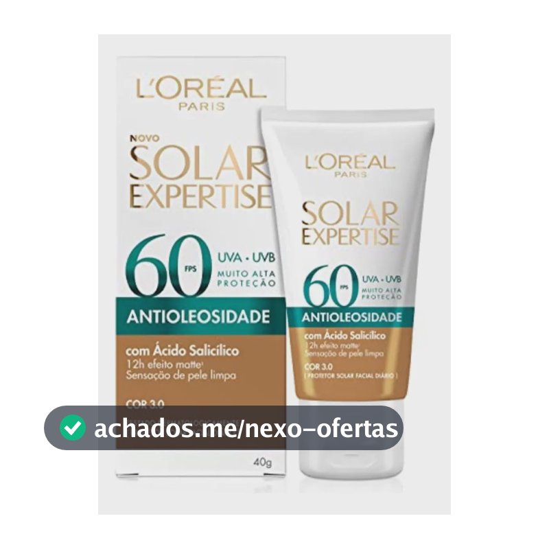 Protetor Solar Facial L'Oréal Paris Solar Expertise Antioleosidade Fps60 Cor 3.0 Média 40g