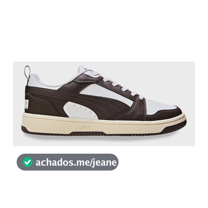 Tênis Casual Masculino Rebound V6 Low Puma Puma White-chocolate-alpine Snow Geométrico 39 Br