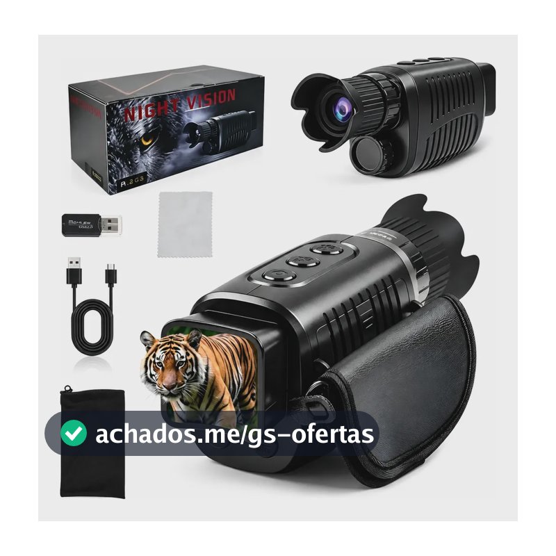 Monoculo Visão Noturna Infravermelho Alcance 500 Metros Hd Preto
