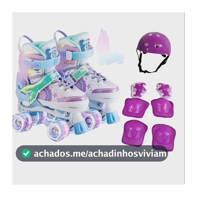 Patins Quad Sereia Tam/ajustável + Kit Proteção Rodinhas Led