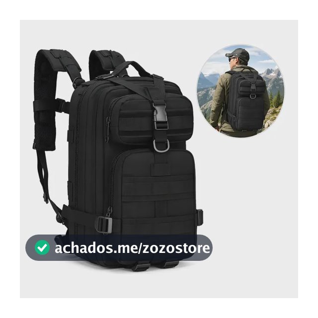 Mochila Tática Militar 30l Impermeável Reforçada Masculina Preto