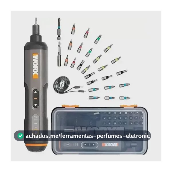 Parafusadeira A Bateria 4v Maleta 24 Bits Wx240 Bivolt Worx Cor Cinza