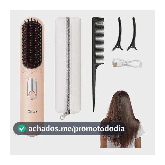 Escova Alisadora Portátil Sem Fio Usb Com Íons Negativos