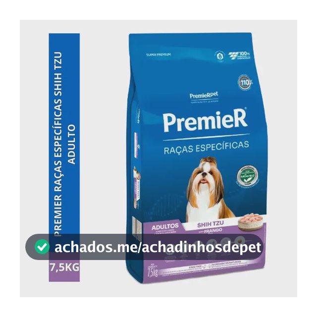 Ração Seca Premier Shih Tzu Cão Pequeno Frango 7.5kg