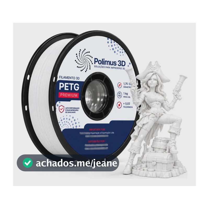 Filamento De Impressora 3D PETG Cor BRANCO 1kg Polimus 3D Brilho Premium Para Imprimir Peças 3D Impressão 3D Modelagem Miniaturas Enfeites e Projetos