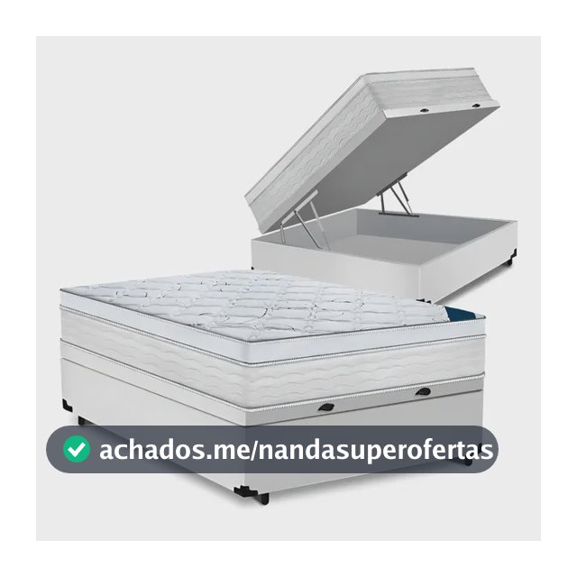 Cama Box Baú Casal + Colchão Toronto Mola Ensacada D33 32cm Cor Branco