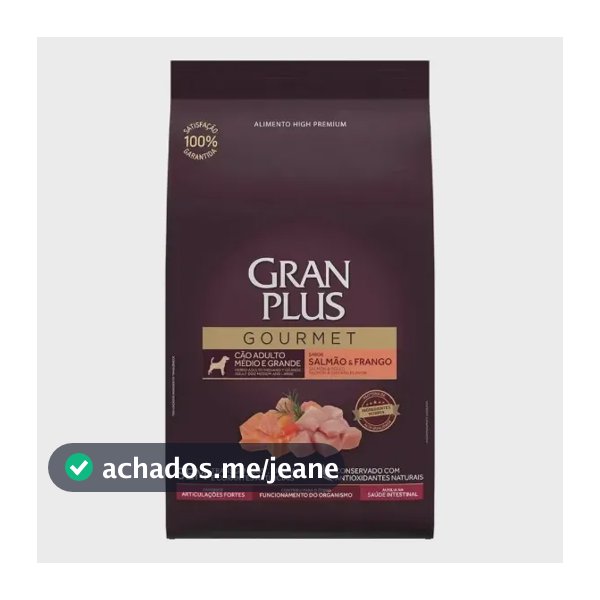 Ração Seca Gran Plus Gourmet Cães Adultos Médios Grandes Salmão Frango 10,1 kg