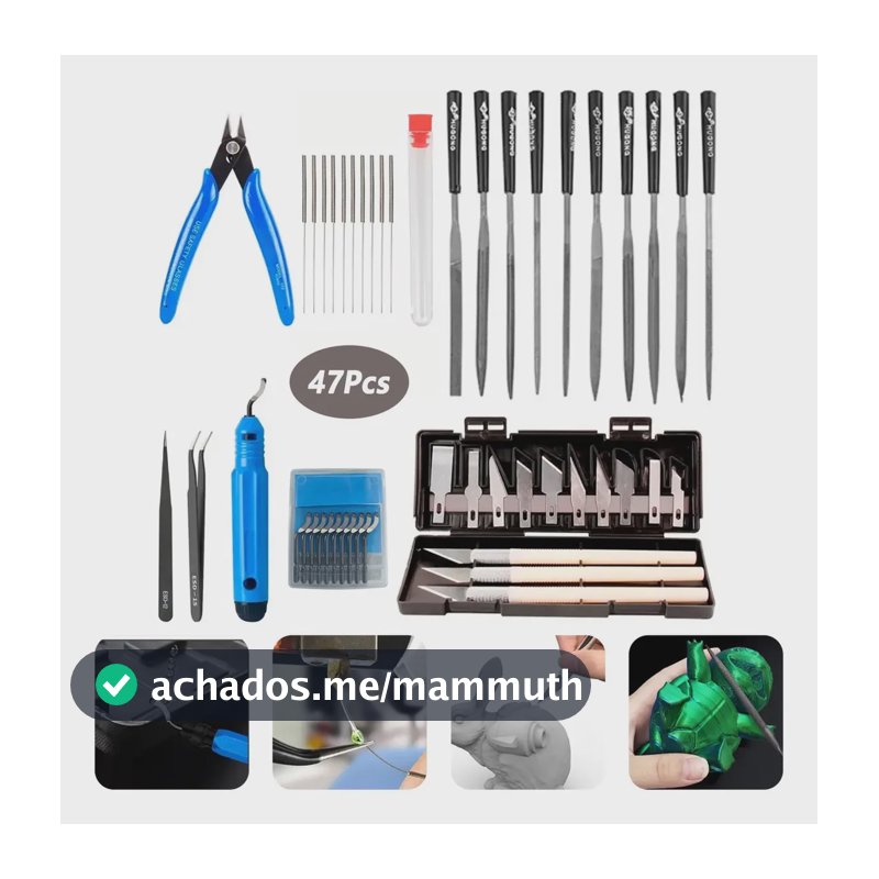 Kit 47 De Acessorios Ferramentas Completo Para Impressão 3d Manuais Orginal Novo Estilete Pinças Agulha Inox Agulhas De Limpeza De Bico Alicate Para Bambu Labs 0.2/0.25/0.3/0.35/0.4mm Acabamento