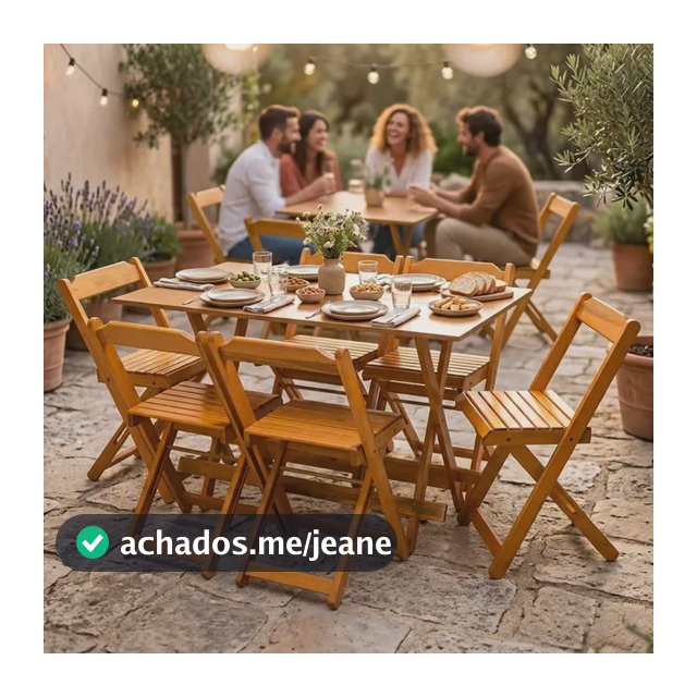 Jogos Conjuntos Mesa Bar Dobrável Madeira 1,20x70 Com 6 Cad.