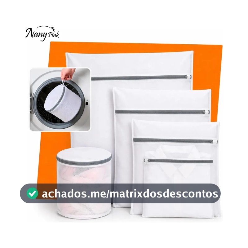 Kit 5 Sacos Para Máquina De Lavar Roupa Rede Protetora Para Lavar Roupas Delicadas Lingerie Meias Tênis E Roupas Íntimas Saco Protetor Lavanderia Com Zíper Resistente - BUENIDO
