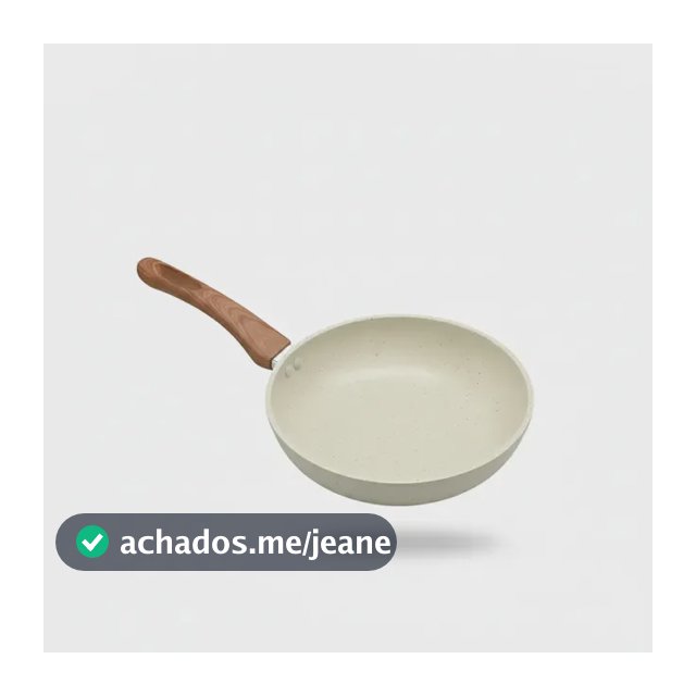 Frigideira Cerâmica Antiaderente Fogão Cooktop Indução Gás Premium Sem Tampa Frita Sem Óleo Não Gruda 2,4 Litros 24 Cm Bege Mundilar