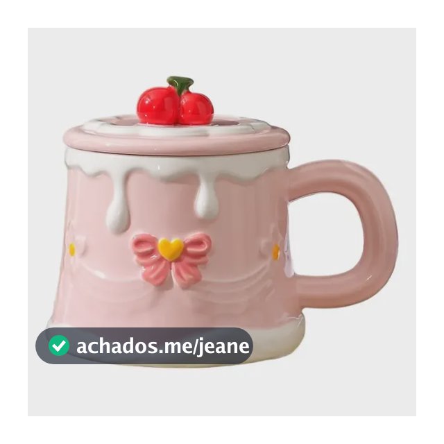 Caneca Adorável Com Bolo De Cereja Rosa Pink 350ml