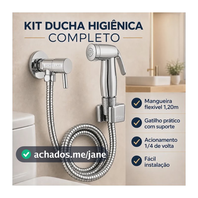 Ducha Higiênica Chuveirinho de Banheiro 1.20m Bidê Forte Lar 1/4 Volta