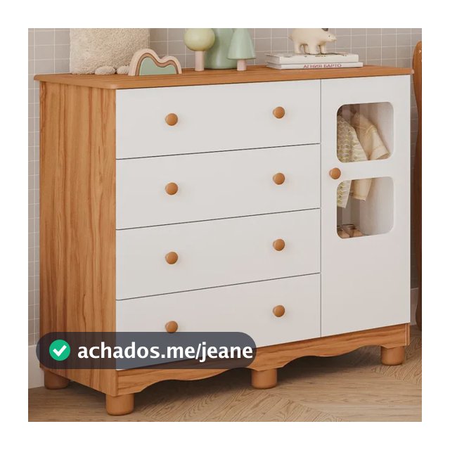 Cômoda Bebê Infantil Uli 1 Porta 4 Gavetas 100% Mdf