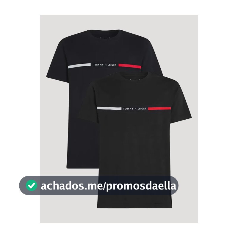 Kit Camisetas Tommy Hilfiger Insert Azul Marinho/preta 2un