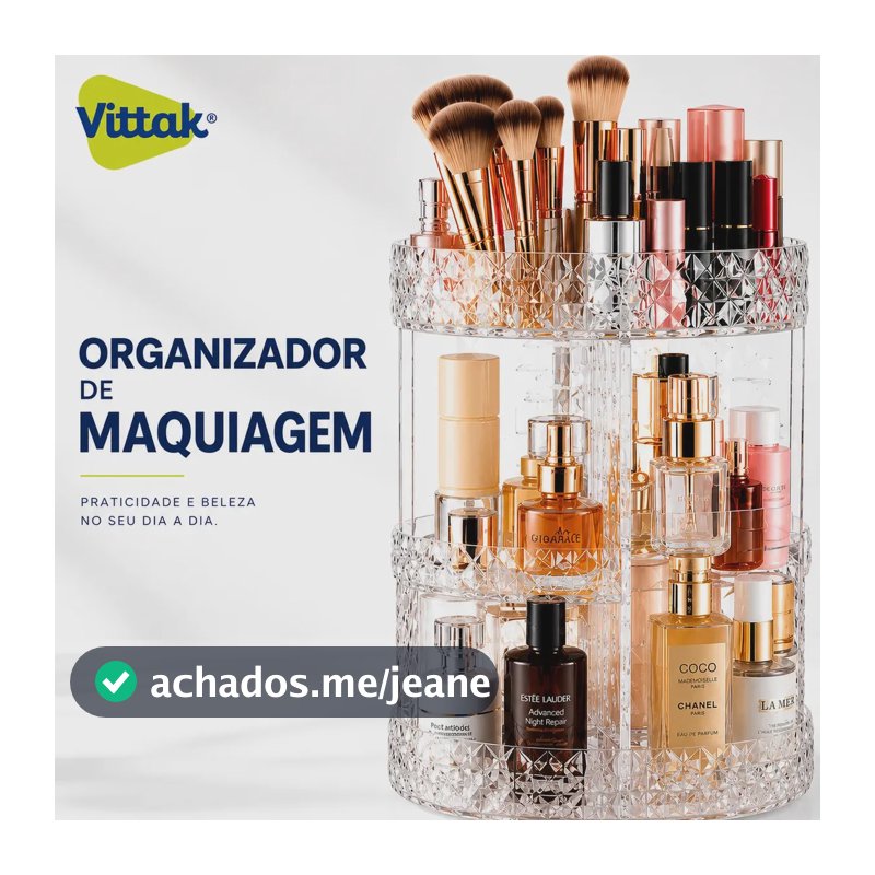 Vittak Organizador Maquiagem Cosméticos Batom Acrílico Giratório 360º Ajustável