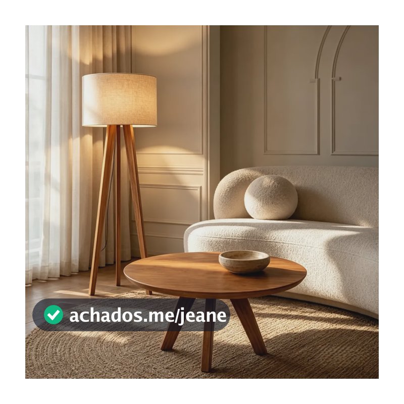 Kit Para Sala Mesa De Centro E Luminaria De Chão Abajur Luxo Canela Off