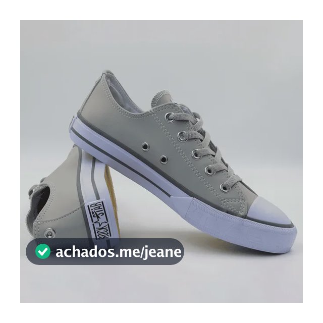 Tênis Cano Baixo De Courino Cinza Masculino Feminino Casual
