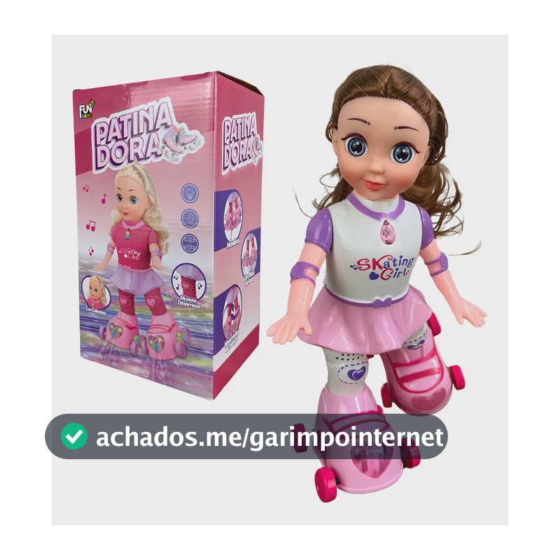 Boneca Patinadora Canta Dança Infantil Com Luzes E Patins