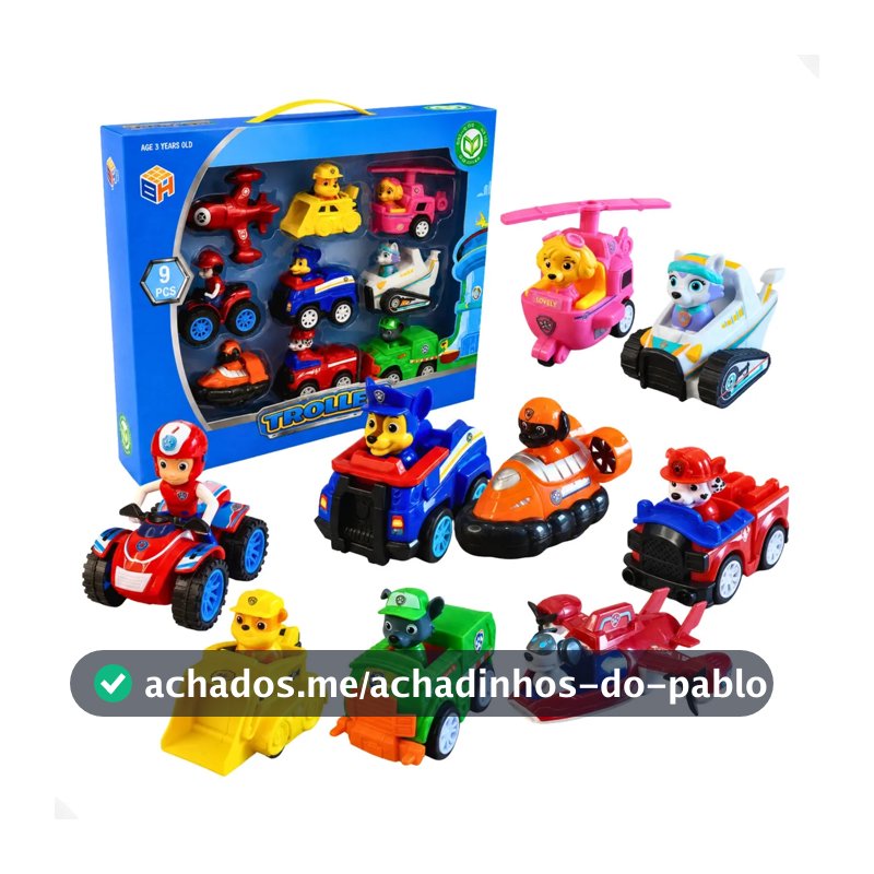 Kit 9 Carros E Personagens Patrulha Canina Coleção Fricção Colorido