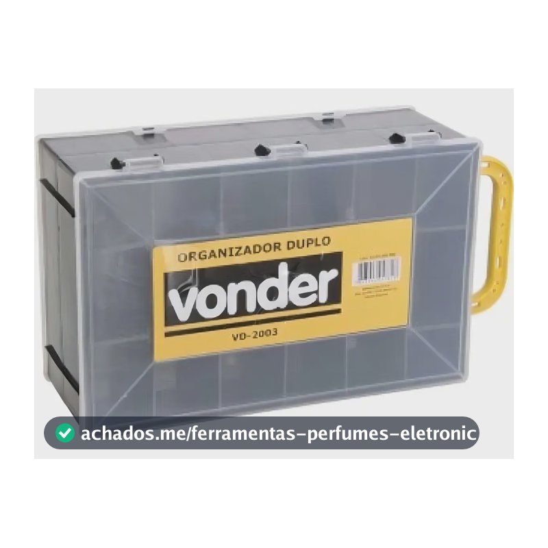 Organizador De Plástico Duplo Com Duas Tampas Vd 2003 Vonder Cor Preto