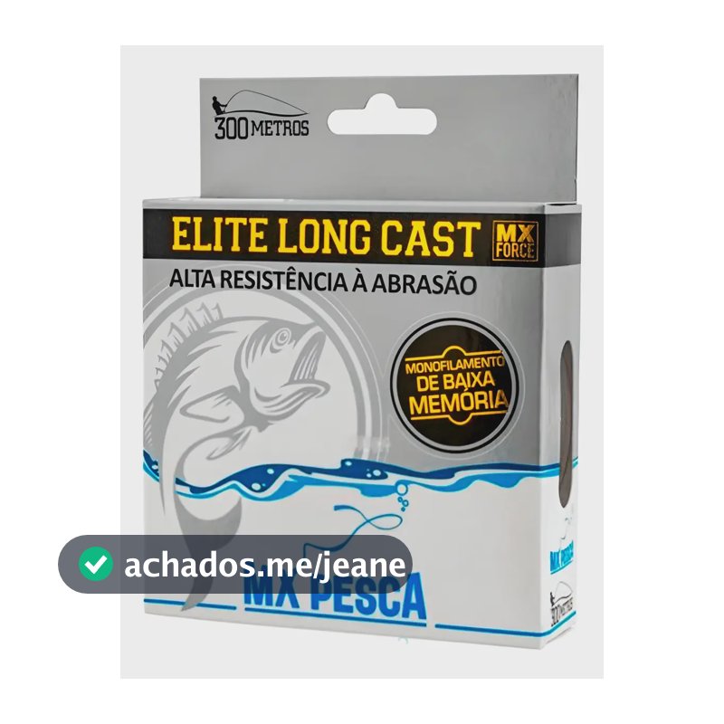 Linha Elite Long Cast Mx Pesca 300m Baixa Memoria Resistente 0.38mm Transparente