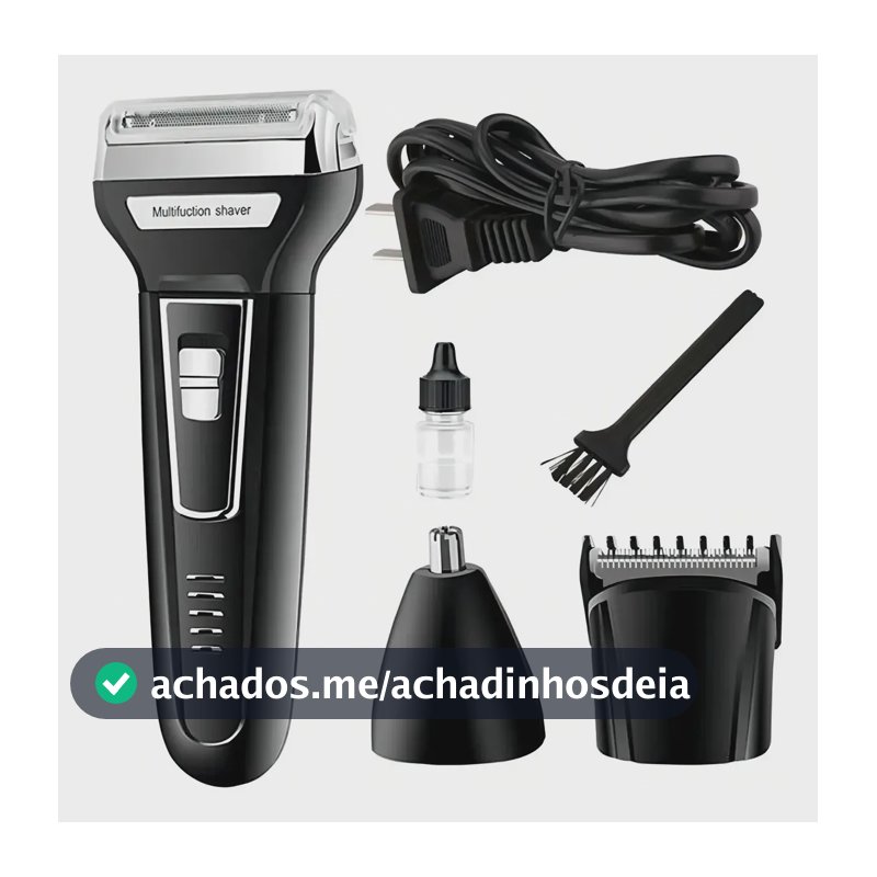 Máquina de aparar Barba E Pelos Barbeador 3 Em 1 Recarregável Bivolt Km6558 Preto