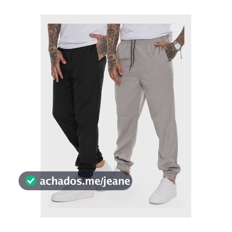Kit 2 Calças Jogger Tactel Com Elastano Active Moviment Preto E Cinza M