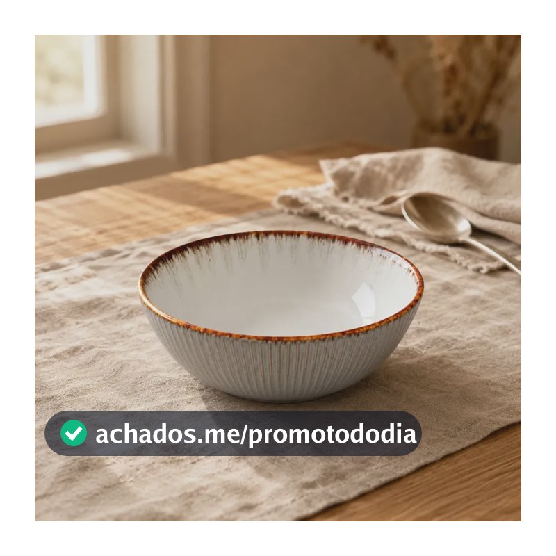 Bowl De Cerâmica 600ml Mesa Posta Tigela Sopa Salada Açaí Cinza