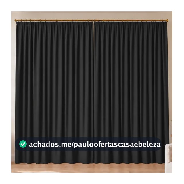 Cortina Blackout Trilho Suíço 3 Metros Tecido Grosso Premium Preto