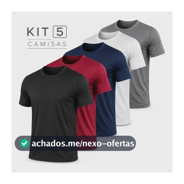 Kit 5 Camisetas Básicas Masculina Dry Fit Lisa Tradicional Sortido Lisa G