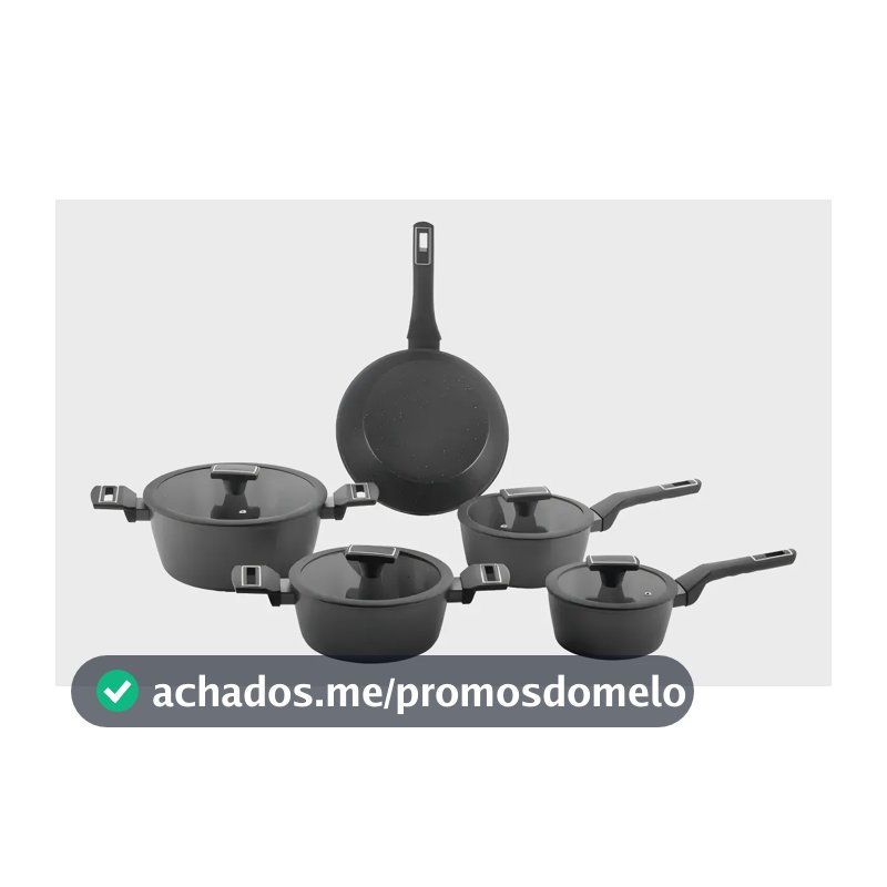 Jogo De Panelas Brinox Cerâmico 5 Pçs Carbon Ceramic Indução Cor Preto