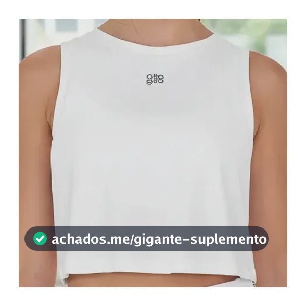 Regata Cropped Fitness Alto Giro Refletivos Branca