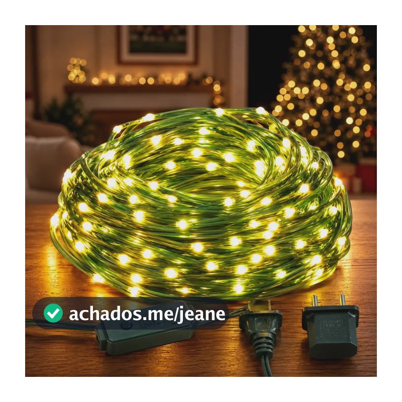 Pisca-Pisca LED de 20m Branco Quente para Decoração Natal e Exterior
