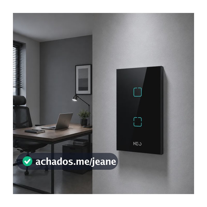 Interruptor Inteligente Smart Zigbee 2 Botões Touch Pto Neo Preto 127/220v